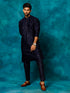 Men's Blue Silk Blend Embellished Kurta